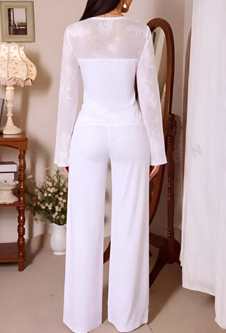 Women’s Egyptian Cotton Pajama Set with Lace - Femme 4082