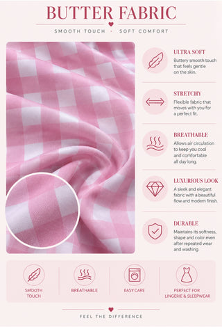 Pink Gingham Coquette Lingerie Set – Bow Detail Soft Girl Outfit - Joly 2276