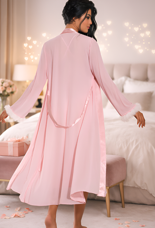 Blush Satin Elegance Robe Set - W570