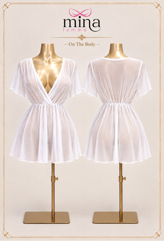 Pure Elegance White Chiffon Lingerie Dress - Z12