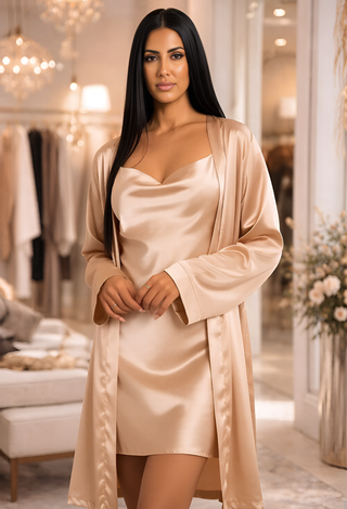 Rouge Satin Lingerie Set - W057