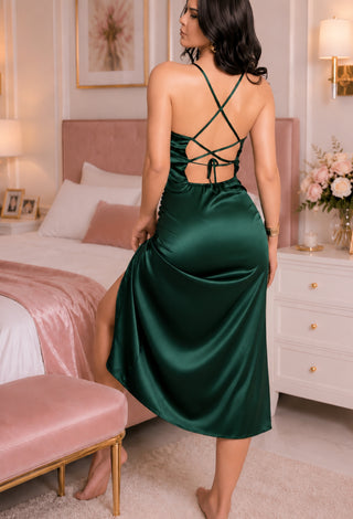 Midnight Satin Dress - W455