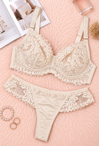 Ivory Blossom Floral Lace Bra & Panty Set - Fsn 24110