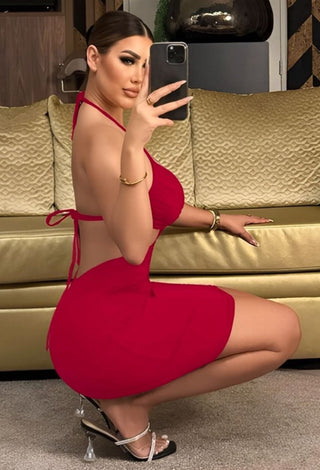 Butter Lycra Cut-Out Mini Dress - JOLY 2360