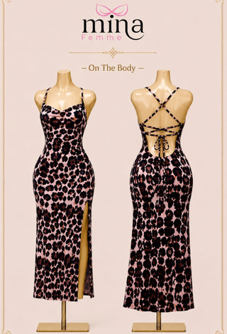 Pink Wild Tiger Print Butter Maxi Home Dress - Joly 2313
