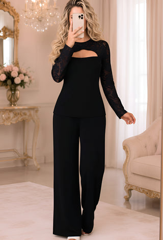 Women’s Egyptian Cotton Pajama Set with Lace - Femme 4082