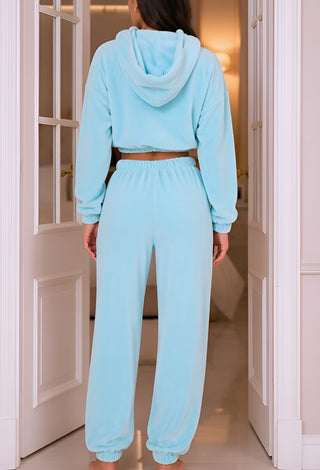 Women’s Cozy Polar Fleece Hooded Pajama Set with Jogger Pants - Snow 3856