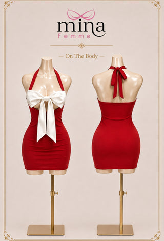 Butter Fabric Lingerie Mini Dress with Satin Bow Detail - JOLY 2399
