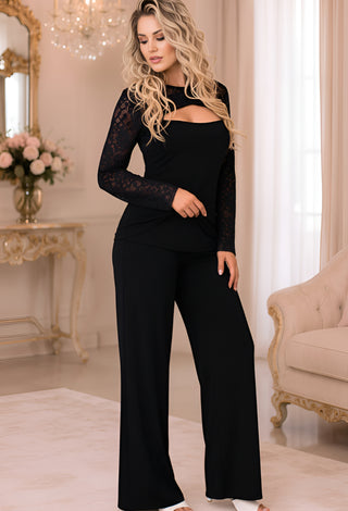 Women’s Egyptian Cotton Pajama Set with Lace - Femme 4082