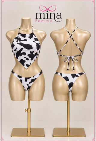 Moo Muse Women’s Cow Print Butter Fabric Bra Top & Panty Lingerie Set - Joly 2147