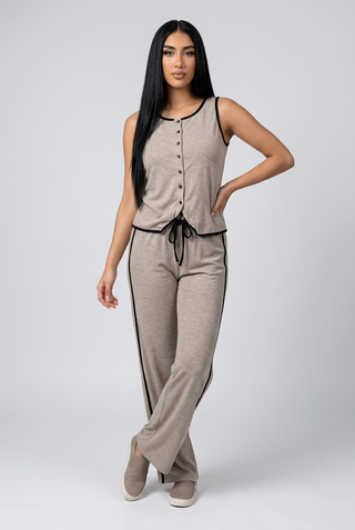 Soft Sleeveless Egyptian Cotton Pajama Set - Femme 4048