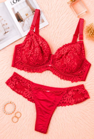 Ivory Blossom Floral Lace Bra & Panty Set - Fsn 24110