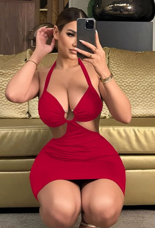 Butter Lycra Cut-Out Mini Dress - JOLY 2360