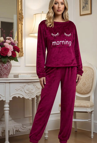 Women’s Cozy Polar Fleece Pajama Set with Long Pants - Snow 3859
