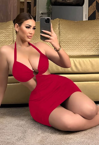 Butter Lycra Cut-Out Mini Dress - JOLY 2360