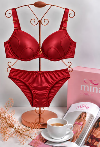 Satin Luxe Push-Up Bra & Panty Set - Fsn 38015
