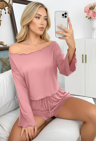 Blush Breeze – Egyptian Cotton Short Pajama Set - Femme 4090