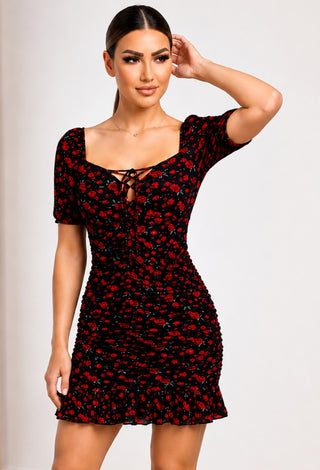 Romantic Floral Butter Fabric Mini Dress - Joly 2025