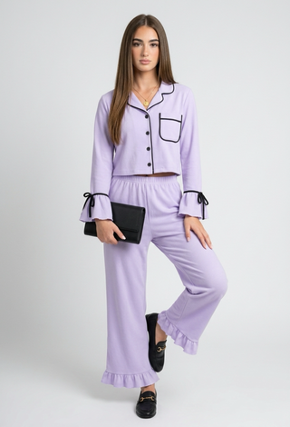 Soft Lavender Egyptian Cotton Pajama Set - FEMME 4040