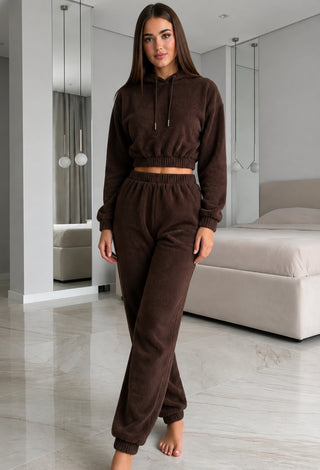 Women’s Cozy Polar Fleece Hooded Pajama Set with Jogger Pants - Snow 3856