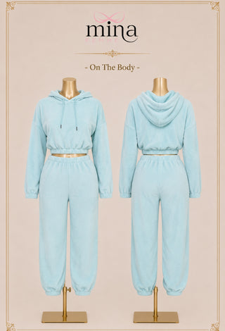 Women’s Cozy Polar Fleece Hooded Pajama Set with Jogger Pants - Snow 3856