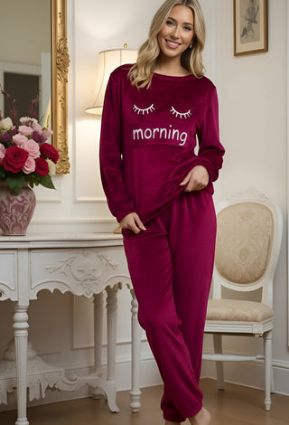 Women’s Cozy Polar Fleece Pajama Set with Long Pants - Snow 3859
