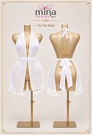 Santorini Tie-Back Linen Swim Cover-Up – Cover-Up Only - Z03