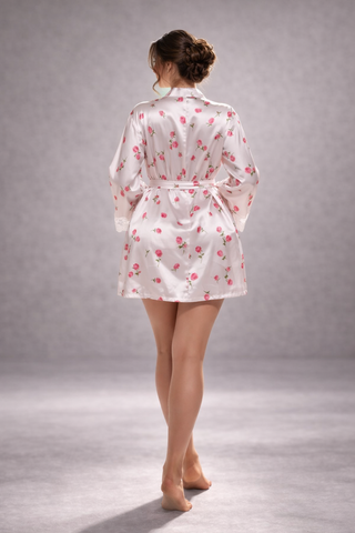 Floral Whisper Robe Women’s satin nightshirt -W703