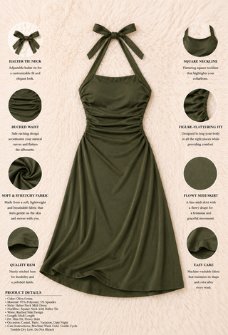 Backless Lounge Dress Olive Egyptian Cotton Maxi Kaftan - Femme 4075