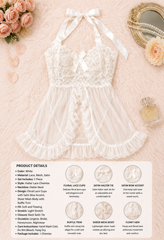 Ivory Romance Sheer Lace Babydoll Set - R452