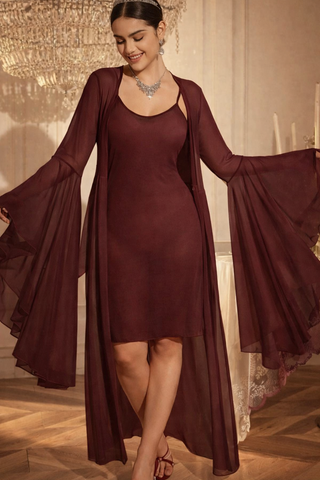 Elegant Sheer Tulle Lingerie Set with Robe - R426