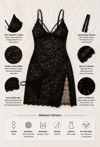 Noir Lace Seduction Babydoll - R423