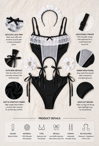 Midnight Charm Maid Teddy Bodysuit - Joly 2217