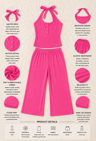 Pink Egyptian Cotton Pajama Set - Femme 4044