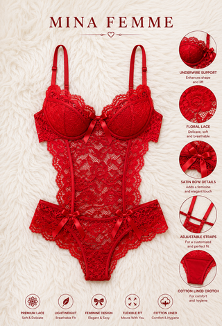 Scarlet Temptation Lace Teddy Set - R505