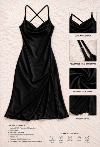 Elegant Red Satin Lingerie Dress with Side Slit - W462