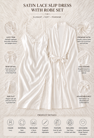 Bridal Bliss Satin Chemise & Robe Set - W232
