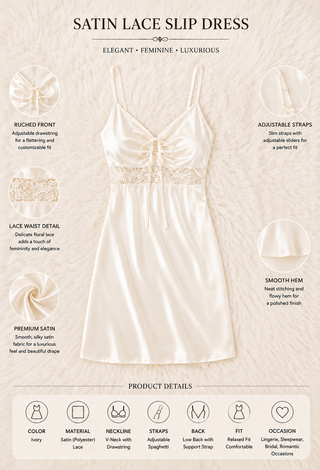 Ivory Soft Satin Lace Lingerie - W657