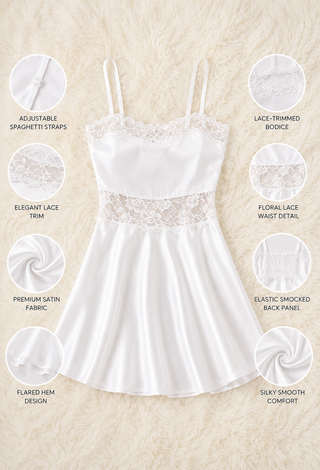 Ivory Romance Satin Babydoll Nightdress - W661
