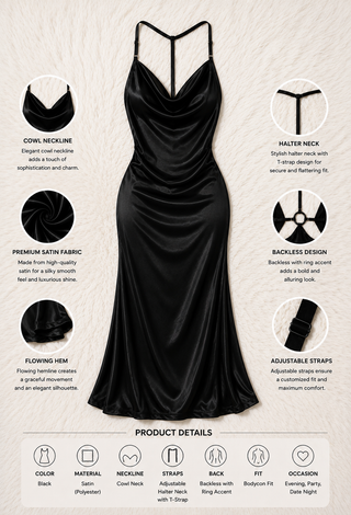 Luxury Black Satin Lingerie - W721