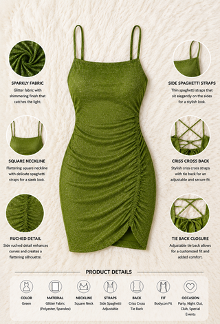 Emerald Glow Bodycon Mini Dress - Eve-F106