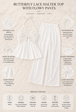 Ivory Butterfly Satin Pajama Set - W528
