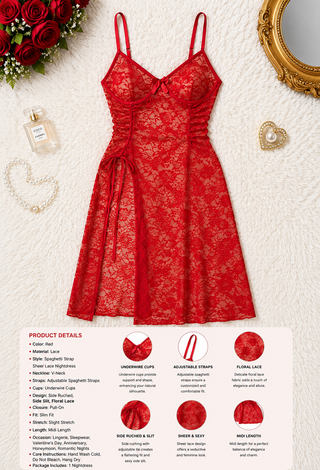 Sensual Scarlet Lace Lingerie Dress – Mina Femme - R351 | Mina Femme