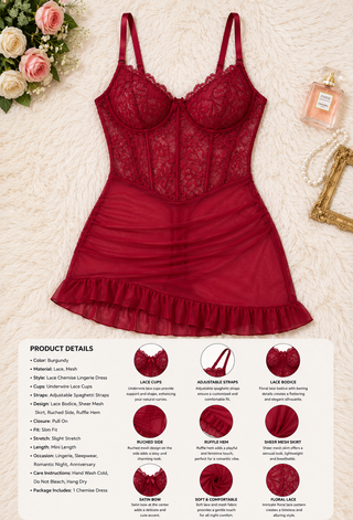 Women's lace sleepwear lingerie - R335 | Mina Femme