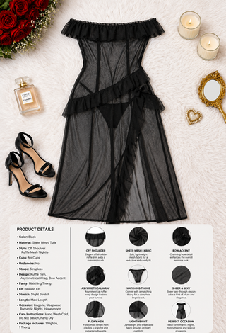 Women’s Black Sheer Lace Maxi Lingerie – One Piece - R287 | Mina Femme