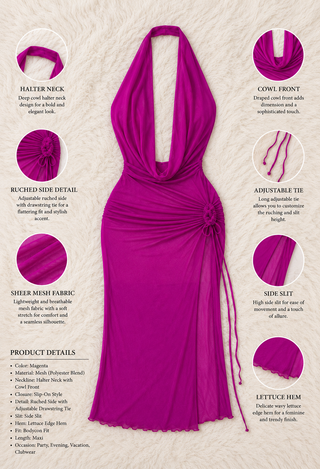 Backless Maxi Sheer Mesh Halter Lingerie - R489