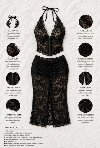 Midnight Lace Two-Piece Maxi Set - R458
