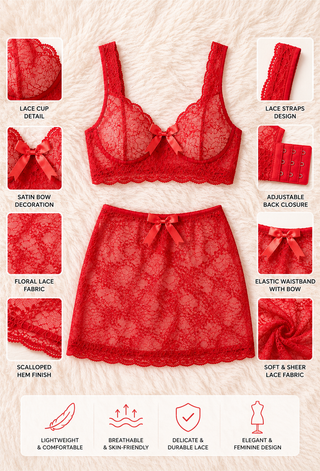 Sexy Red Lace Lingerie Set - R510