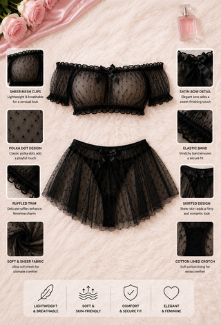 Lingerie set with Top and Ruffled Skirt - R306 | Mina Femme