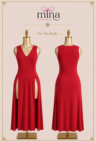 Scarlet Desire Double Slit Butter Fabric Maxi Dress - Joly 2180